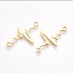 CH62997 Stainless steel heartbeat links ,for jewellery 24x14mm/1pcs/ gold plated color,laser cut   ,material ,saint valentine,links/connectors (0 0)