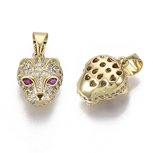 CH63001 Brass pendants and charms leopard,micropave ,13x10mm/1pcs,gold plated (0 0)