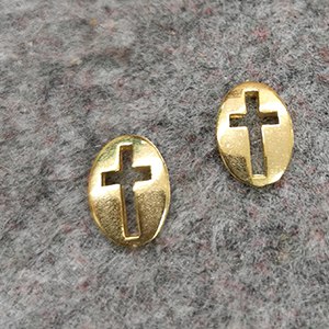 CH63014 Oval brass cross ,for jewelery/baptizing 13x9mm/2pcs/ gold plated,   ,material brass,links/connectors (6 0)
