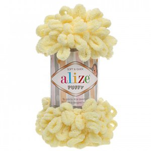 CH63047  Alize Puffy Yarn ,For Blankets,Scarves,Cardigans 100gr//10Meters/ 13-Yellow, 100% Polyester  ,Material 100% Polyester,Winter,Hand Knit (28 0) ()