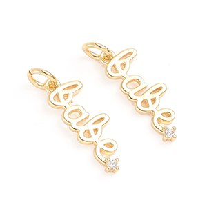 CH63054 Brass pendants and charms words,micropave ,18mm/1pcs,gold plated (0 0)