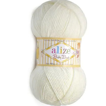 CH63209 Alize Baby Best Yarn ,For Dolls,Huts,Blouses 100gr/240Meters/  (Alize) Ivory Color,Col 450 Anti-pilling Acrylic  ,Material 90% Anti-pilling Acrylic 10% Bamboo,All Seasons,Crhochet Needles 2-4 Tunisian Crochet Hook no 4-5 (11 8) ()