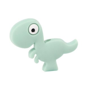 CH63231 Silicone teether beads dino ,for pacifier/decoration 30x20mm/1pcs/ mint color, flat  ,material food grade silicone,cartoon,beads (0 0)