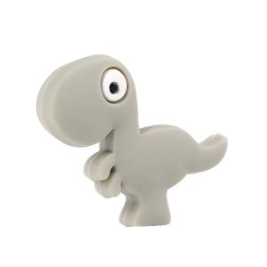 CH63232 Silicone teether beads dino ,for pacifier/decoration 30x20mm/1pcs/ grey color, flat  ,material food grade silicone,cartoon,beads (0 0)