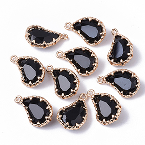 CH63254 Brass teardrop shape pendants with zircon for jewellery 19x11mm/1pcs gold plated, micropave  ,material brass,,charms (0 0)