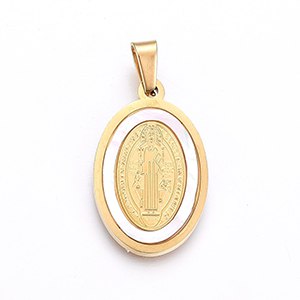 CH63270 Stainless steel konstantinata oval charms for baptizing 27x17mm/1pcs gold plated color,   ,material ,, (0 0)