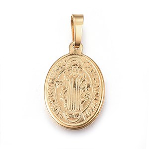 CH63286 Stainless steel konstantinata oval charms for baptizing 24x16mm/1pcs gold plated color,   ,material stainless steel,, (0 0)