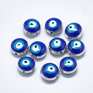 CH63325 Evil eyes brass round shape, ,10x6mm/ø1,2mm/5pcs ,platinum color (0 0)