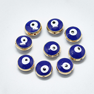 CH63326 Evil eyes brass round shape, ,10x6mm/ø1,4mm/5pcs ,golden color (0 0)