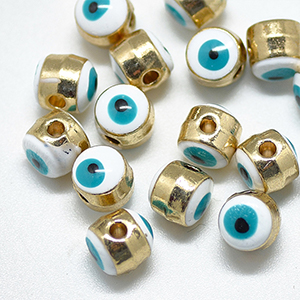 CH63328 Evil eyes brass round shape, ,6x6mm/ø1,4mm/5pcs ,gold plated (0 0)