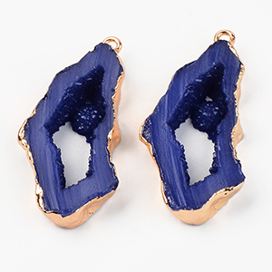 CH63355 Pendants and charms brass with semi precious stone nuggets,with natural stones ,40x19mm/1pcs ,royal blue color (0 0)