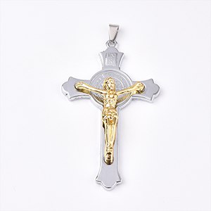 CH63460 Crosses brass silhouette,with jesus ,75x45mm/1pcs ,platinum color (0 0)