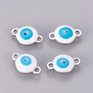 CH63461 Ματακια ατσαλινα στρογγυλο ,14x10mm/2τεμ. ,ατσαλινο χρωμα,με χρωμα/enamel (0 0)