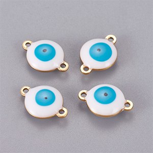 CH63462 Ματακια ατσαλινα στρογγυλο ,14x10mm/2τεμ. ,επιχρυσο χρωμα,με χρωμα/enamel (0 0)