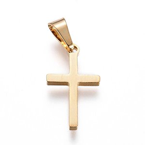 CH63497 STAINLESS STEEL CROSSES FOR jewelry /Christening 17X10mm/1Pcs/ GOLD PLATED, FLAT ,Material ,CHARMS (20 0) ()