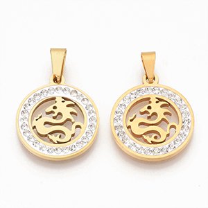 CH63498 Stainless steel micropave tree of like ,for jewellery 23x20mm/1pcs/ gold plated color,   ,material ανοξείδωτο ατσάλι 304,,charms (0 0)