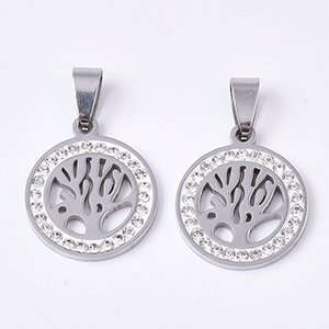 CH63499 Stainless steel micropave tree of like ,for jewellery 23x20mm/1pcs/ steel color,   ,material ανοξείδωτο ατσάλι 304,,charms (0 0)