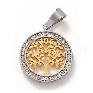 CH63504 Stainless steel micropave tree of like ,for jewellery 28x24mm/1pcs/ ,   ,material ανοξείδωτο ατσάλι 304,,charms (0 0)