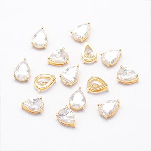 CH63521 Full drilled brass teardrop shape,micropave ,6mm/1pcs ,gold plated (0 0)