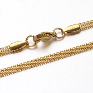 CH63606 Stainless steel mesh chain necklaces ,for jewellery 3mm//1pcs/45cm gold plated color,with clasp with lobster claw clsps  ,material stainless steel,, (0 0)