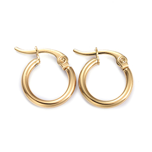 CH63617 Jewellery stainless steel earrings rings,2.00mm thickness ,14mm/1set ,gold plated (0 0)