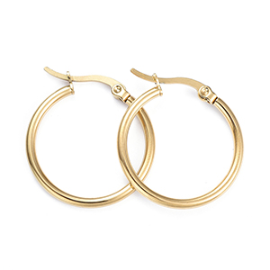 CH63618 Jewellery stainless steel earrings rings,2.00mm thickness ,24mm/1set ,gold plated (0 0)