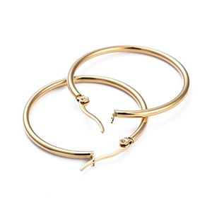 CH63619 Jewellery stainless steel earrings rings,2.00mm thickness ,33mm/1set ,gold plated (0 0)