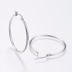 CH63646 Jewellery stainless steel earrings rings,2.00mm thickness ,39mm/1set ,steel color (0 0)