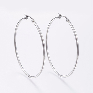 CH63647 Jewellery stainless steel earrings rings,2.00mm thickness ,59mm/1set ,steel color (0 0)