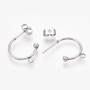 CH63684 Ατσαλινα σκουλαρικια βιδα  για κοσμημα 18mm//1ζευγ. ατσαλινο χρωμα,   ,συνθεση ανοξειδωτο ατσαλι 304, (0 0)