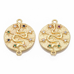 CH63691 Ορειχάλκινα συνδετικά στοιχεία Φιδάκι  Για κόσμημα 23X18mm/1Τεμ. Επίχρυσο Χρώμα, Με Ζιρκόνια/Micropave  ,Συνθεση Ορείχαλκος,Συνδετικά (2 1) (6gr) (Τιμή Χονδρικής 10 Τεμ.@  1.7= €17 ,Αναλόγως Διαθεσιμότητας)