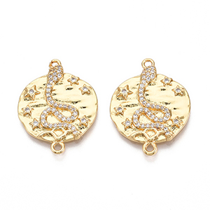 CH63693 Ορειχάλκινα συνδετικά στοιχεία Φιδάκι  Για κόσμημα 25X19mm/1Τεμ. Επίχρυσο Χρώμα, Με Ζιρκόνια/Micropave  ,Συνθεση Ορείχαλκος,Συνδετικά (1 0) (6gr) ()