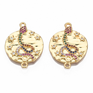 CH63694 Ορειχάλκινα συνδετικά στοιχεία Φιδάκι  Για κόσμημα 25X19mm/1Τεμ. Επίχρυσο Χρώμα, Με Ζιρκόνια/Micropave  ,Συνθεση Ορείχαλκος,Συνδετικά (5 0) (6gr) ()