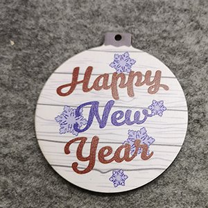 CH63715 Colored christmas ornaments ‘happy new year’for decoration 72mm//1pcs/ multicolor,laser cut   ,material plywood,christmas,charms (0 0)