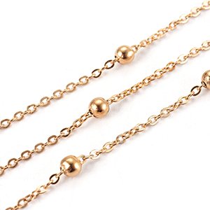 CH63758 Stainless Steel Cable chains  FOR JEWELLERY 2X1,5mm/1Meters/  (18K) GOLD PLATED, Satellite Chains  ,Material ,, (15 5) ()
