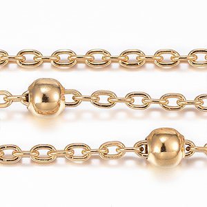 CH63763 Αλυσιδες ατσαλι satellite chains ,2,5x2mm/1μετρ. ,επιχρυσο χρωμα,με το μετρο (0 0)