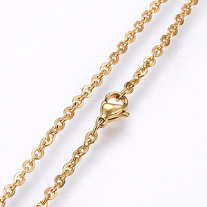 CH63852 Jewellery stainless steel necklaces with lobster clasp,cable chain ,51cm/1,5mm/1pcs ,gold plated (0 0)
