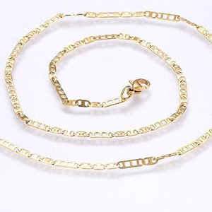 CH63858 Jewellery stainless steel necklaces with lobster clasp,mariner link chain ,45cm/2,5mm/1pcs ,gold plated (0 0)