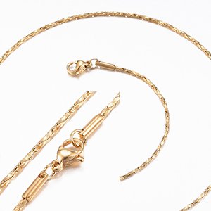 CH63865 Jewellery stainless steel necklaces with lobster clasp,mariner link chain ,42cm/1,2mm/1pcs ,gold plated (0 0)