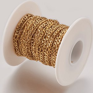 CH63873 Ατσαλινες αλυσιδες figaro  για κοσμημα 5x3mm/1μετρ. επιχρυσο χρωμα, με το μετρο  ,συνθεση ανοξειδωτο ατσαλι, (0 0)