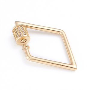 CH63890 Ορειχάλκινα Κουμπώματα κρίκος με ζιργκόνια  Για κόσμημα 30X19mm/1Τεμ. Επίχρυσο Χρώμα, Με Ζιρκόνια/Micropave  ,Συνθεση , (2 0) (0gr) ()