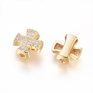 CH63905 Micropave brass crosses ,for jewellery 11mm//1pcs/ gold plated color, micropave  ,material ,religious,beads (0 0)