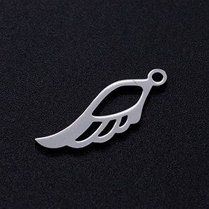 CH64059 Μενταγιον ατσαλινα φτερα αγγελων ,21x7mm/1τεμ. ,ατσαλινο χρωμα,πλακε (-1 0)