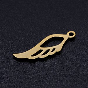CH64060 Pendants and charms stainless steel wings,flat ,21x7mm/1pcs ,gold plated (0 0)