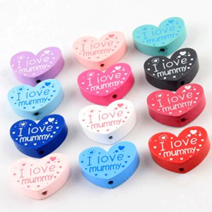 CH64090 Wooden heart beads 30x22mm/1pcs mixed color (0 0)