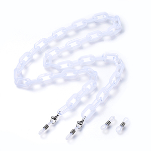 CH64102 Chains acrylic assorted,with leather ends ,70cm/20x10mm/1pcs ,light blue color (0 0)