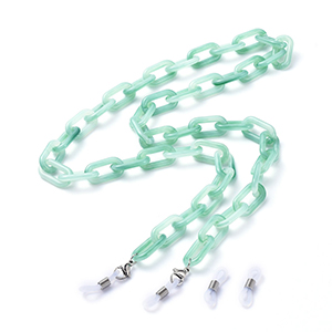 CH64103 Chains acrylic assorted,with leather ends ,70cm/20x10mm/1pcs ,green color (0 0)