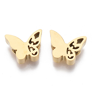 CH64176 Stainless steel butterflies ,for jewellery 10x8mm/1pcs/ gold plated color,   ,material ανοξείδωτο ατσάλι 304,,beads (0 0)