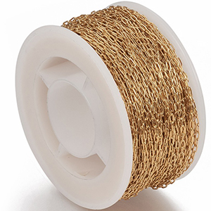 CH64241 Ατσάλινες Αλυσίδες με το μέτρο Για κόσμημα 3X1,5mm/1Μέτρ. Επίχρυσο Χρώμα, Με το μέτρο  ,Συνθεση Ανοξείδωτο Ατσάλι, (17.2 4.44089209850063E-16) (0gr) ()