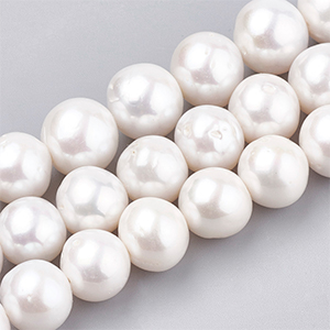 CH64332 Semi precious stones freshwater pearls round shape, ,10~14mm/35pcs ,cream color (0 0)